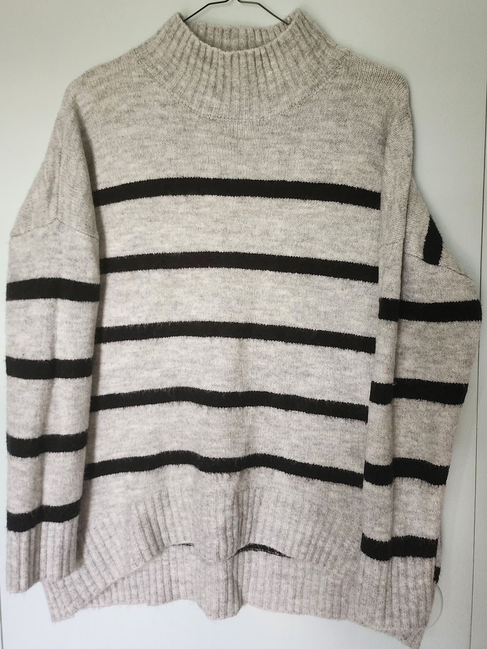 Workshop Republic Clothing Gray  and Black Striped Turtleneck Sweater